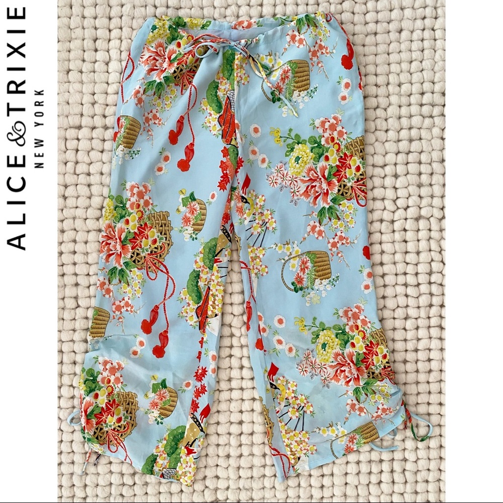 Alice & Trixie Drawstring 100% Silk Pants Sz. S